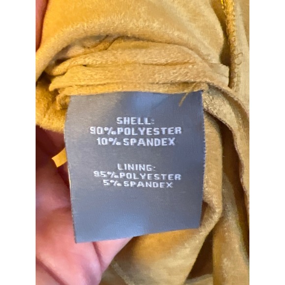 Bagatelle Drape Front Jacket Gold Yellow Suede Feel Edgy Lightweight Open Blazer - Picture 3 of 8